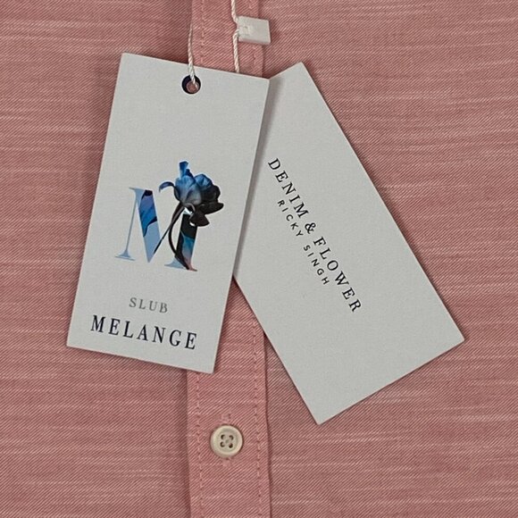 NEW Denim & Flower Shirt Short Sleeve Button Down Sz Medium Pink - Picture 7 of 9